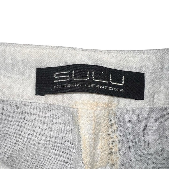 EUC SULU by Kerstin Bernecker Cream Linen Pants Wide Leg High Waist Size 42 - Picture 6 of 11